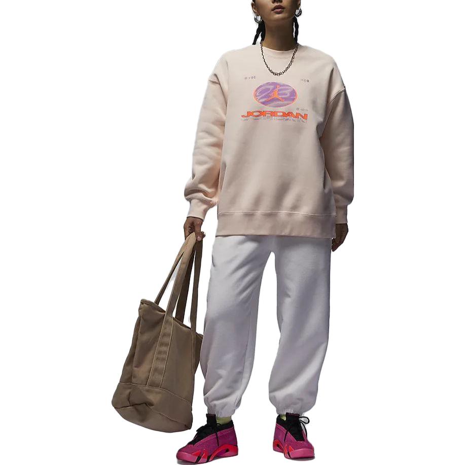 Jordan Fearless Letter Print Round Neck Fleece Casual Loose Sweatshirt Women tops Icy-Pomegranate FV4021-823