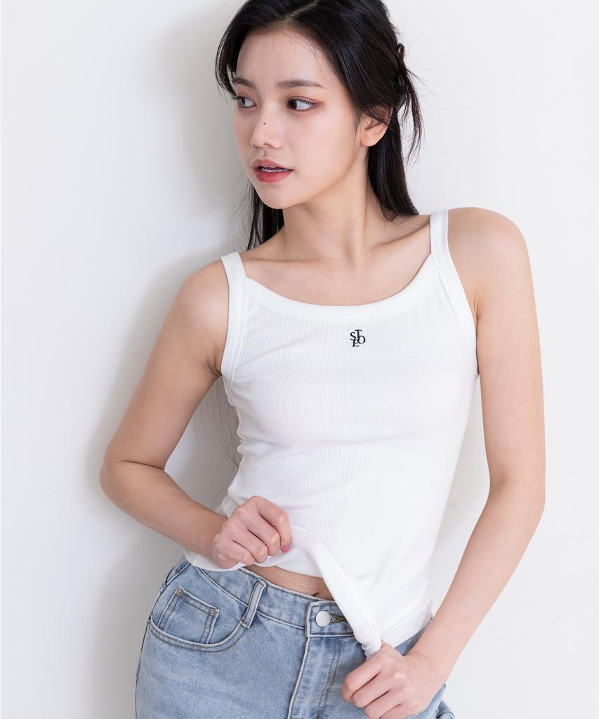 SELITIO Basic Logo Sleeveless Top White