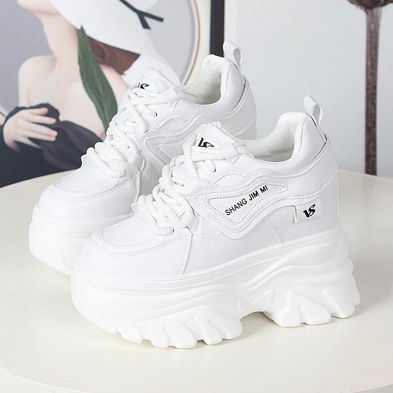 Fashion 12CM Synthetic Autumn Winter Spring Plush Warm Down Women Sneakers Wedge Ankle Booties Shoes Leather Platform Boots Winter
