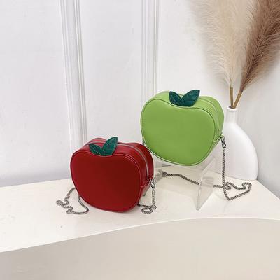 Apple Shape Shoulder Bag Leather Wallet Handbag Purse PU Women's Casual Apple Shape Shoulder Bag Zipper Closure, Crossbody Use