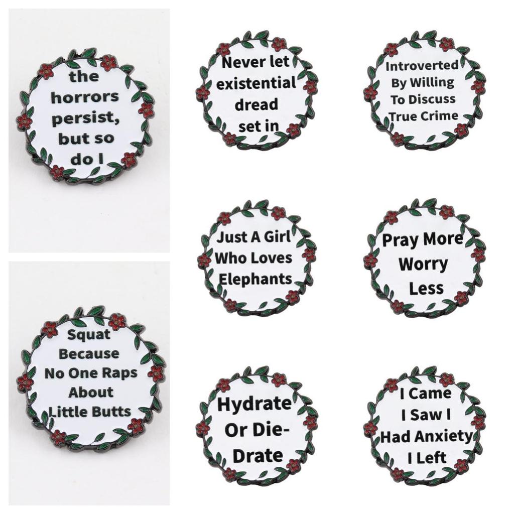 Beautiful Reasons Wreath Brooch: Inspirational Quotes Badge for Positivity