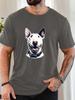 Vintage Bull Terrier Dog Head Print Unisexs Crew Neck Short Sleeve Casual Basic Summer Daily Soft Comfort Fit Daily Wear Tee Shirt
