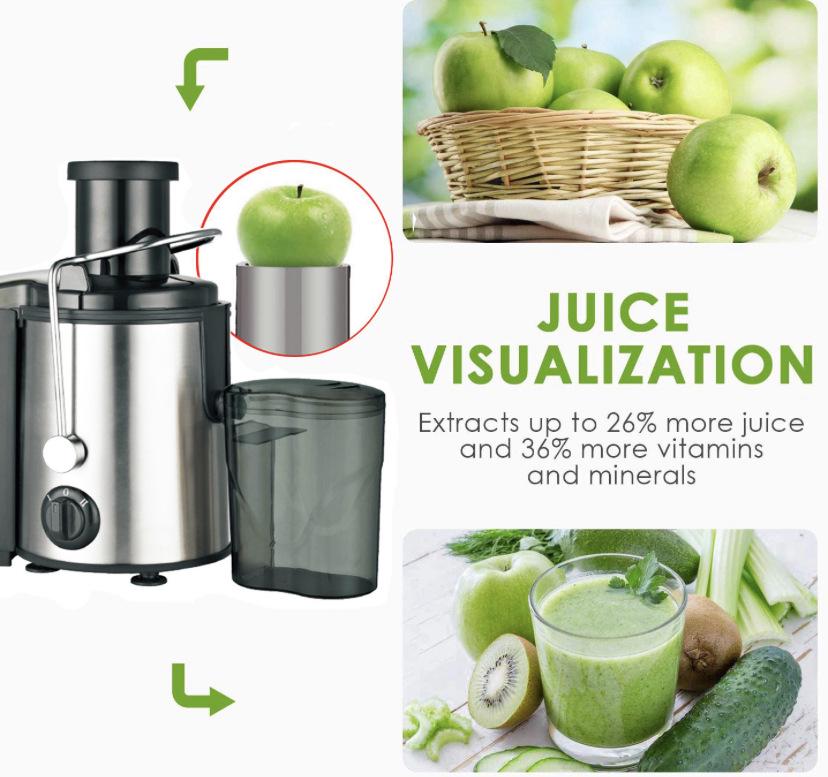 Large-Caliber Juicer for Household & Commercial - Separates Juice & Pulp, No-Cut Design for Fruits, Vegetables, Celery, Sugarcane, & Milk Tea
