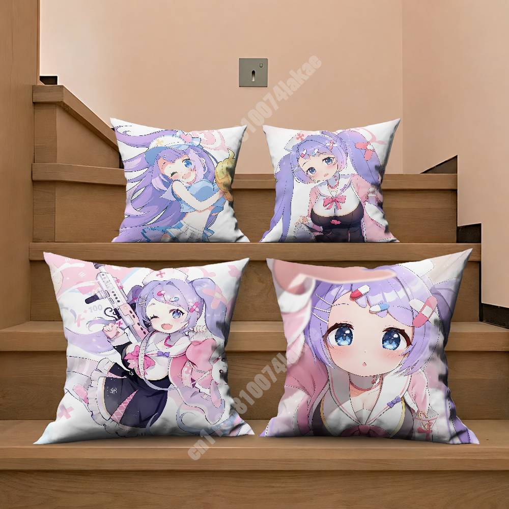 Blue Archive Asagao Hanae Pillow Cover Sofa Couch Cushion Case Home Living Room Decoration