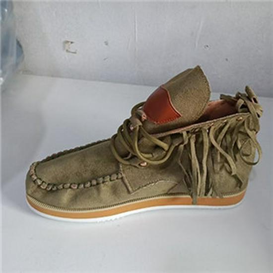 Outer Code Große Damen-Stiefeletten mit Fransen - Herbst/Winter 2023 Europäischer/Amerikanischer Stil, Westlicher Cowboy Chelsea Design 42 grün