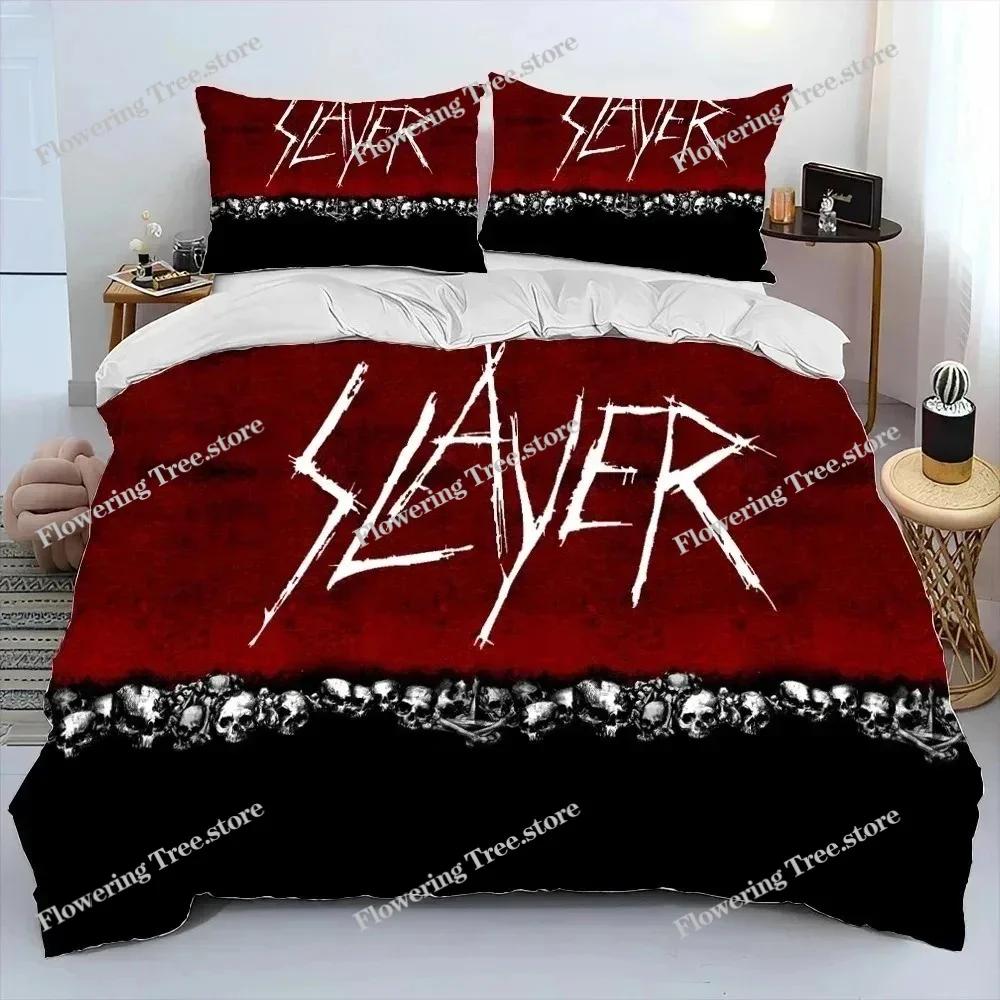 Slayer Heavy Metalová Kapela Hudba Přehoz na Postel Povlečení, Povlak na Peřinu Ložní Sada Přikrývka Povlak na Polštář, King Queen Size Povlečení Děti