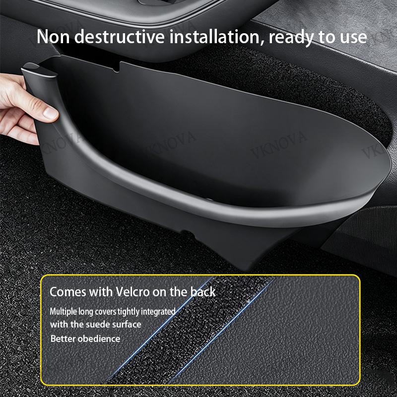 For Tesla Model Y Juniper 2025+ Door Side Storage Box Fully Covered Door Storage Tray TPE Front And Rear Door Side Storage Boxes