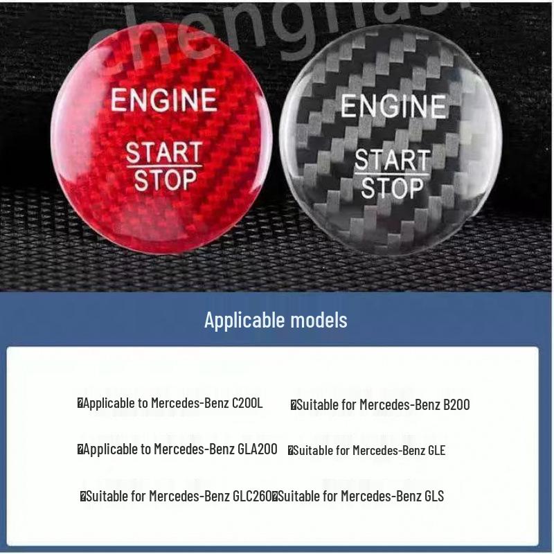 Real Carbon Fiber One-Button Start Ignition Sticker for BMW, Mercedes-Benz, VW, Toyota, Nissan, Honda, Suzuki