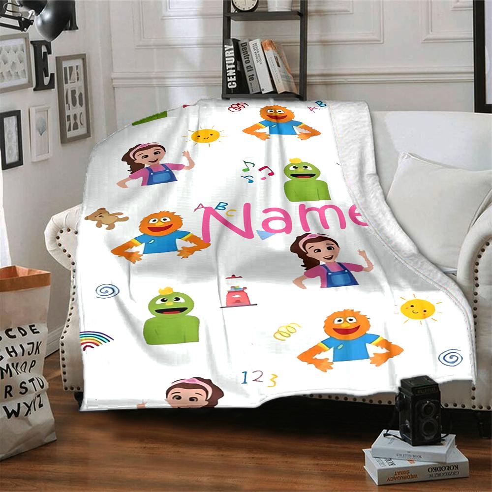 Custom Name Ms. Rachel Theme Printed Blanket - Perfect for Couch, Bed, Travel & Outdoor Use | Machine Washable, Cozy & Durable.