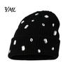 Täglicher Ausflug Warme Accessoires Bling Strass Strickmütze, Street Punk Strick Winter Stilvoll Kälteschutz Kopfbedeckung Beanie für Damen Herbst