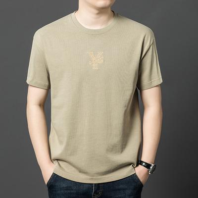 Summer New Men's Sweatshirt Fashion Casual Embroidery Round Neck Short-sleeved T-shirt Shirt Sports Thin Section Bottoming Shirt