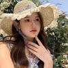 Breathable Big Brimmed Straw Hat Lightweight Woven Sun Cap Elegant Vacation Beach Cap  Carnival