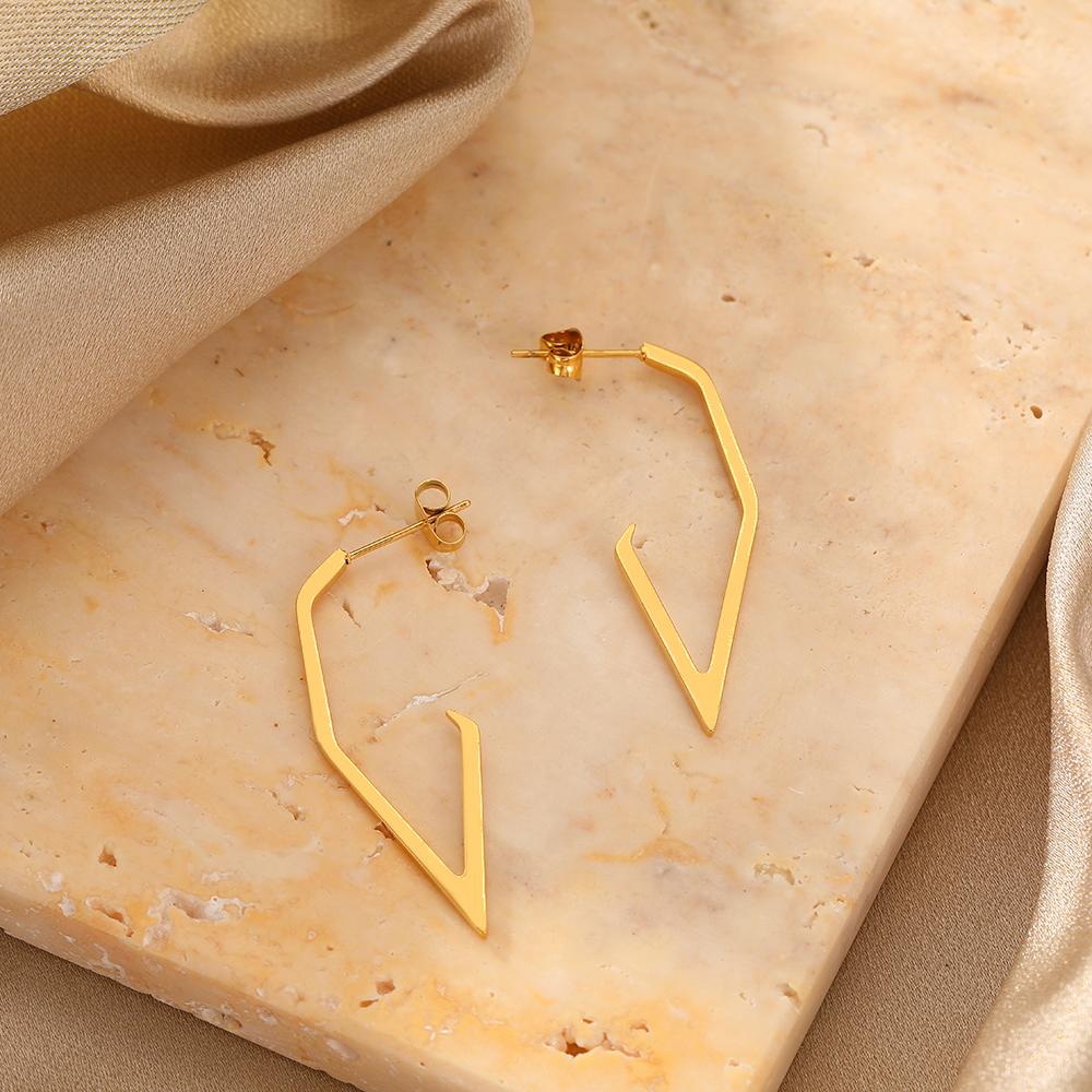 Stainless Steel Earrings Geometric Irregular Personality Design Korean Fashion Stud Earrings For Women Zircon Banquet Gifts New
