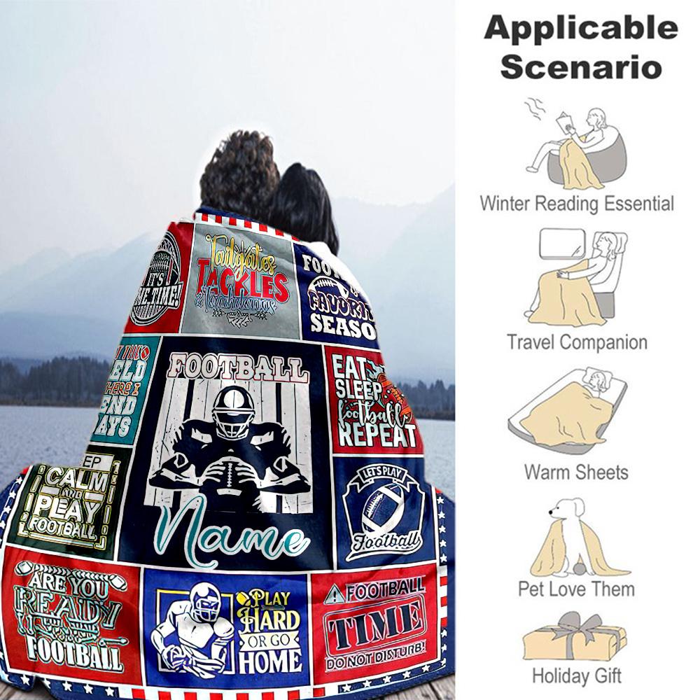 Rugby Style65 Personalized Name Blanket Throw Personalized Blanket Durable Comfort Suitable for Sofa Couch Nap Bedding for All Occasions