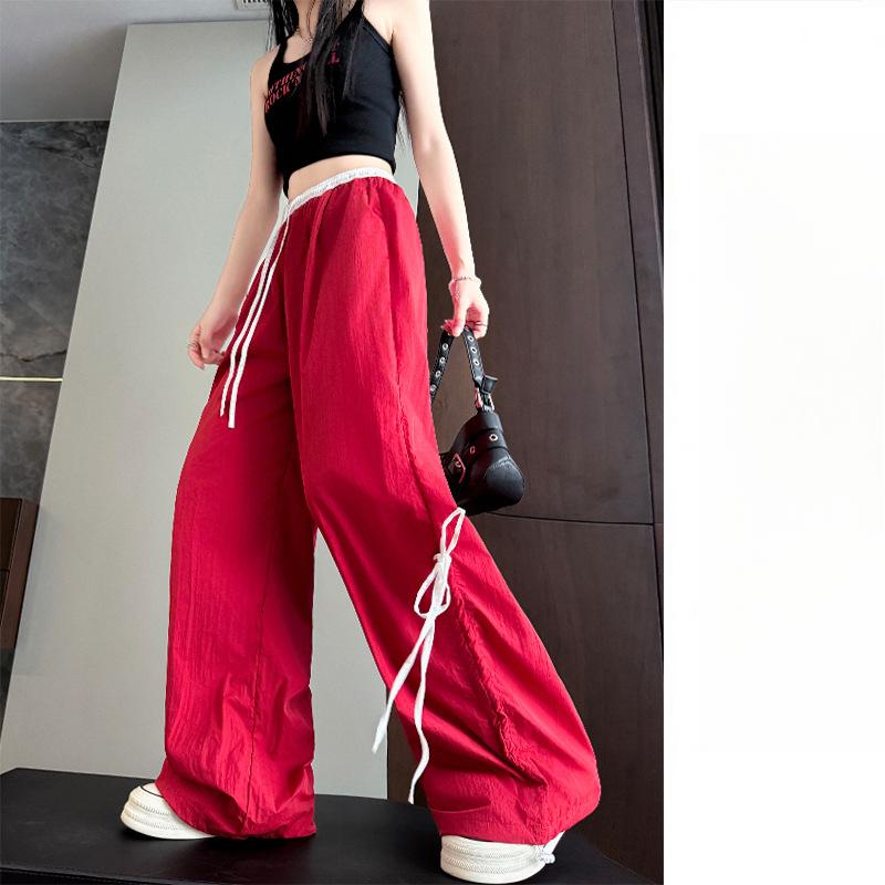 Wide-leg Pants Summer Women's Drape New High-waisted Casual Quick-drying Bow Sweatpants