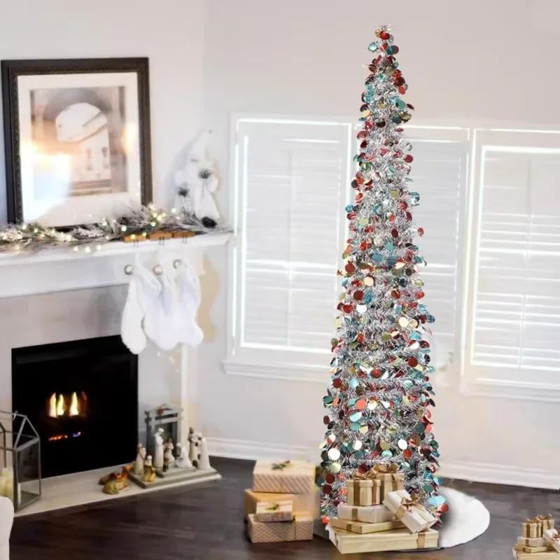 150cm Artificial Christmas Tree Decorations ,Pencil Xmas Tree for Home Party Office Fireplace Holiday Decorations