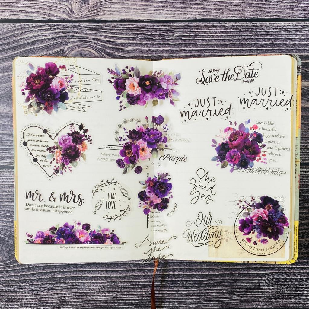 15pcs PET Flowers-themed Sticker Set for Scrapbooking, Collage Decoration, Magazines, Photo Albums, and Card Making