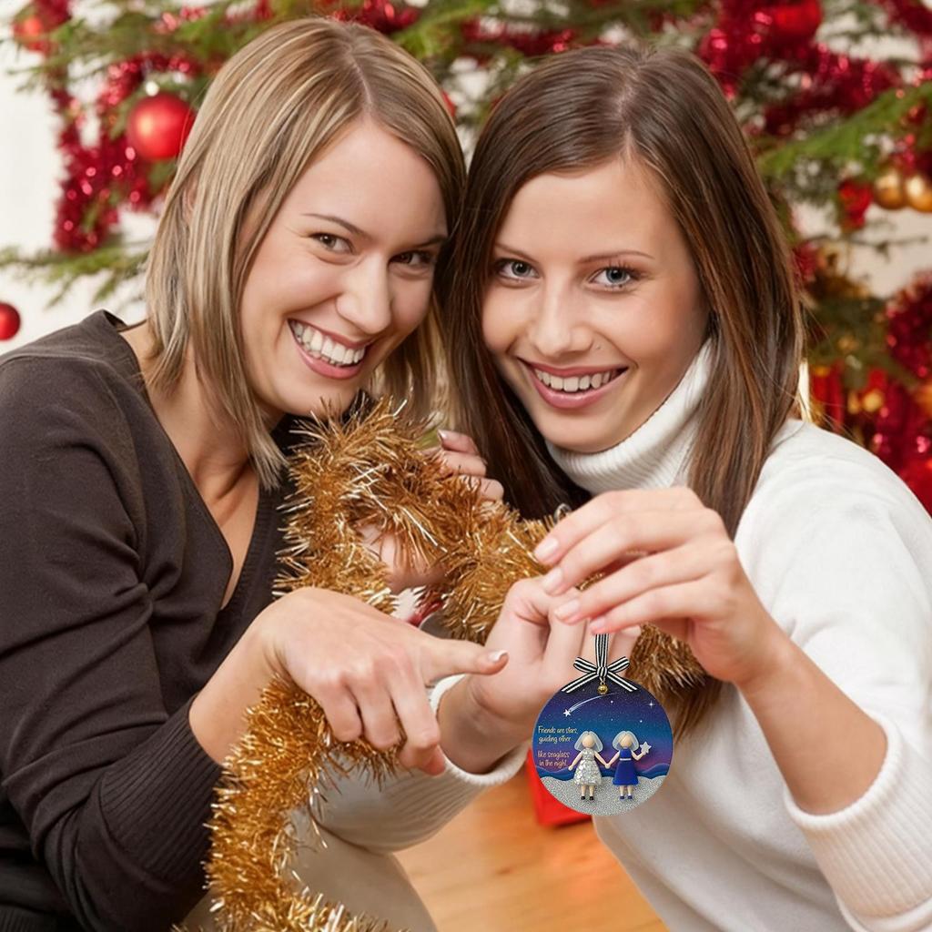 Friends Ornaments For Women 2D Acrylic Christmas Tree Pendant Home Decoration Acrylic Friendship Pendant For Tree For Outdoor