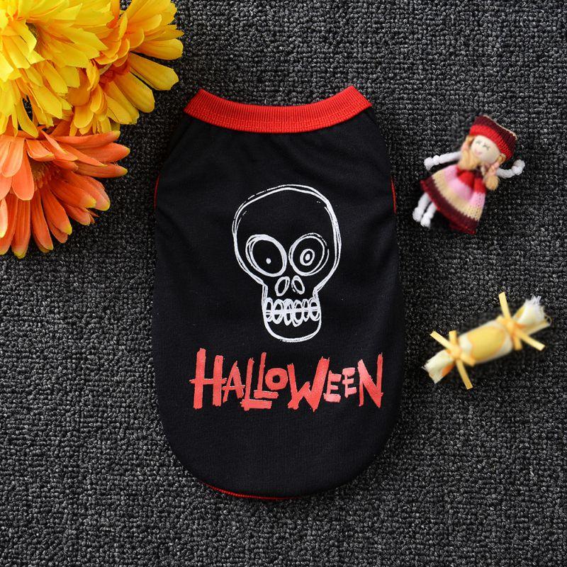 Pet Dog Halloween Skull Printed Cotton Vest Shirt Stylish Puppy Cat Clothes Apparel