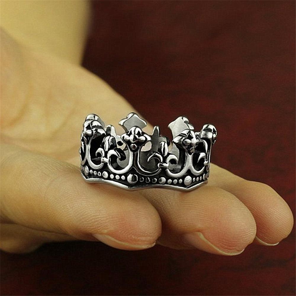New Thai Silver Black Crown Ring, European & American Style, Titanium Steel Casting for Men & Women