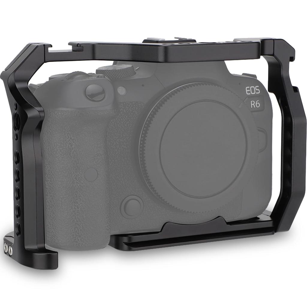 Full Camera Cage for Canon Mirrorless Extension Microphone Fill Light Photography Accessories with Cold Shoe R5/R6 Cameras, Mount, Bracket,