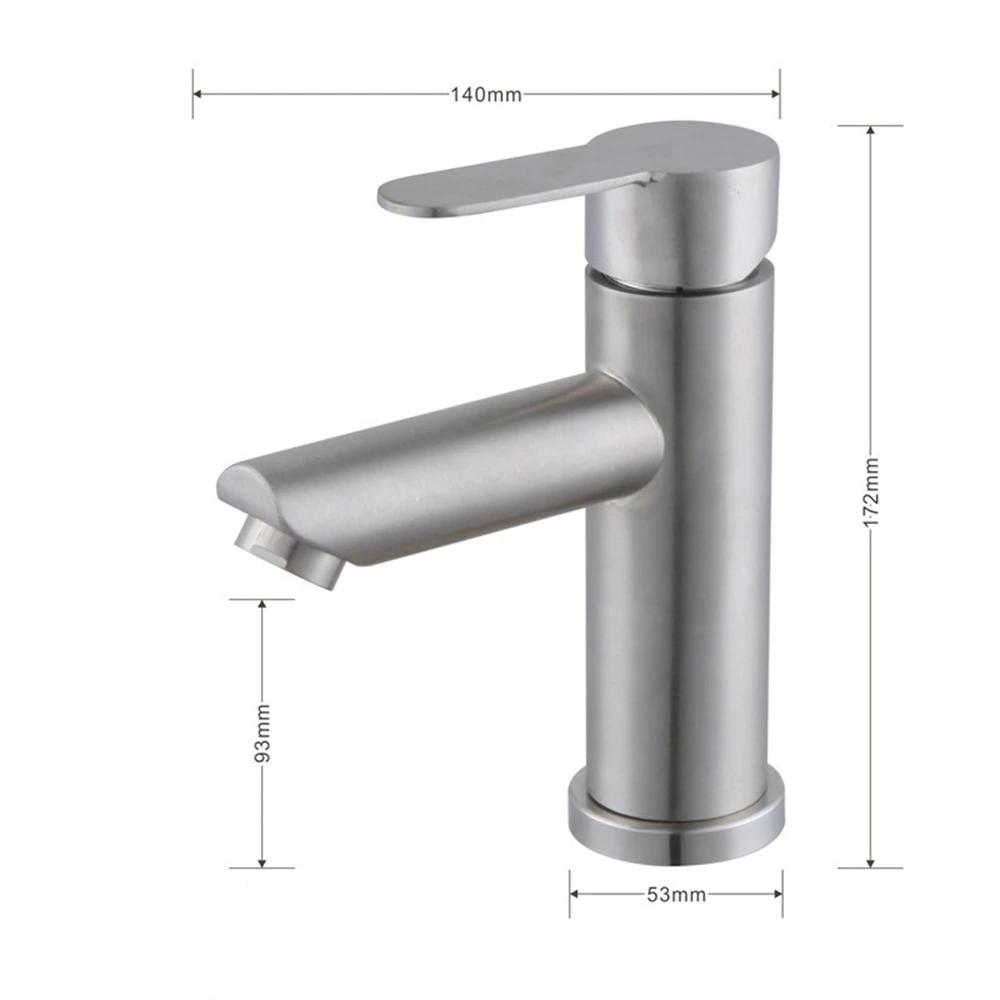 Kitchen Faucet Stainless Steel Hot and Cold Water Tap Single Handle Water Taps Bathroom Basin Countertop Sink Faucet Accessories
