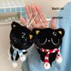 Adorable Black Cat Plush Keychain Ornament with Squeaky Heart 