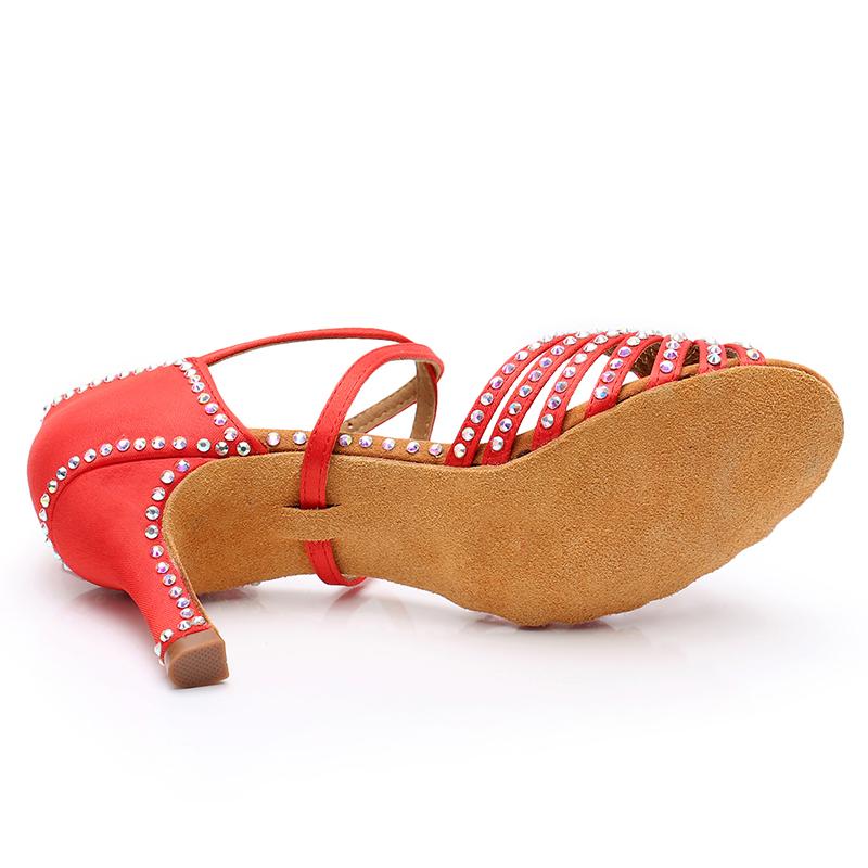 Latein-Tanzschuhe, glitzernde Strasssteine, Damen-Ballsaal-Tanzschuhe mit Absatz, 7 cm