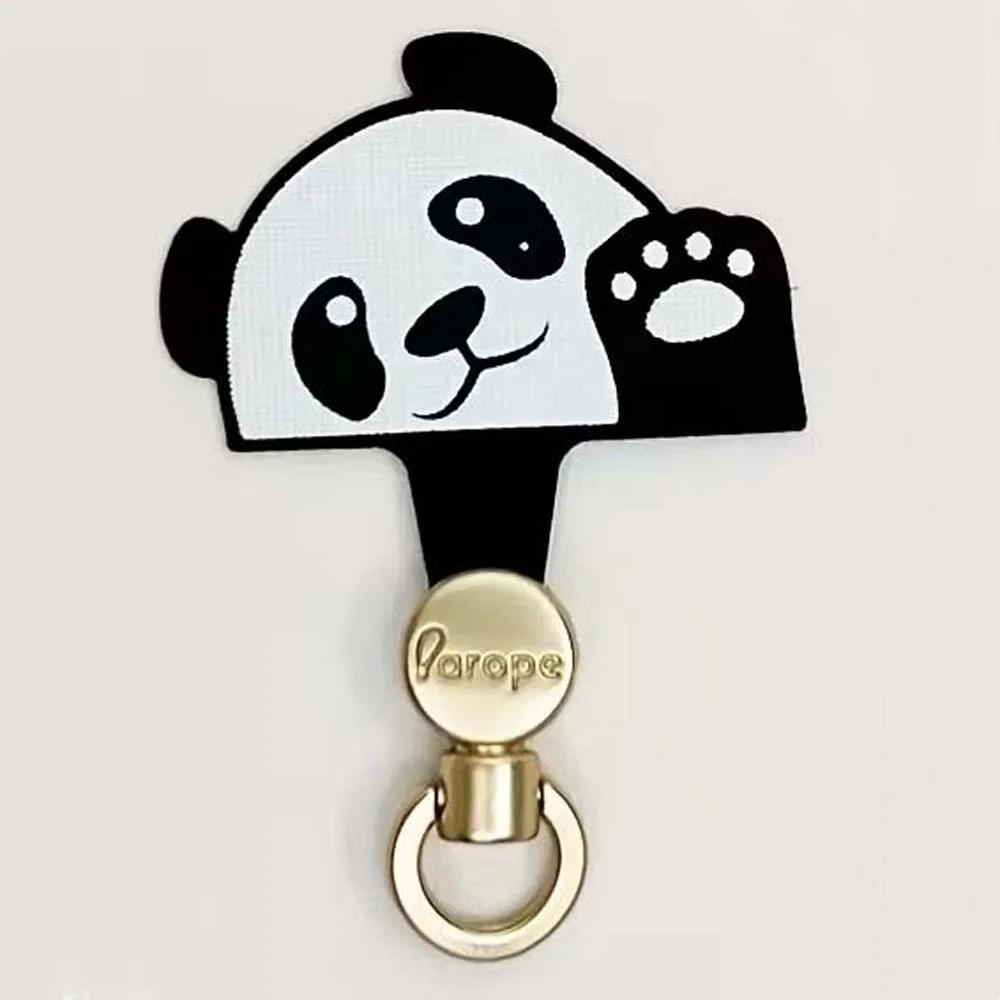 Cartoon Panda Phone Tether Tab Safety Connecter Detachable Mobile Phone Gasket Cat Dog Metal Ring Cellphone Lanyard Patch