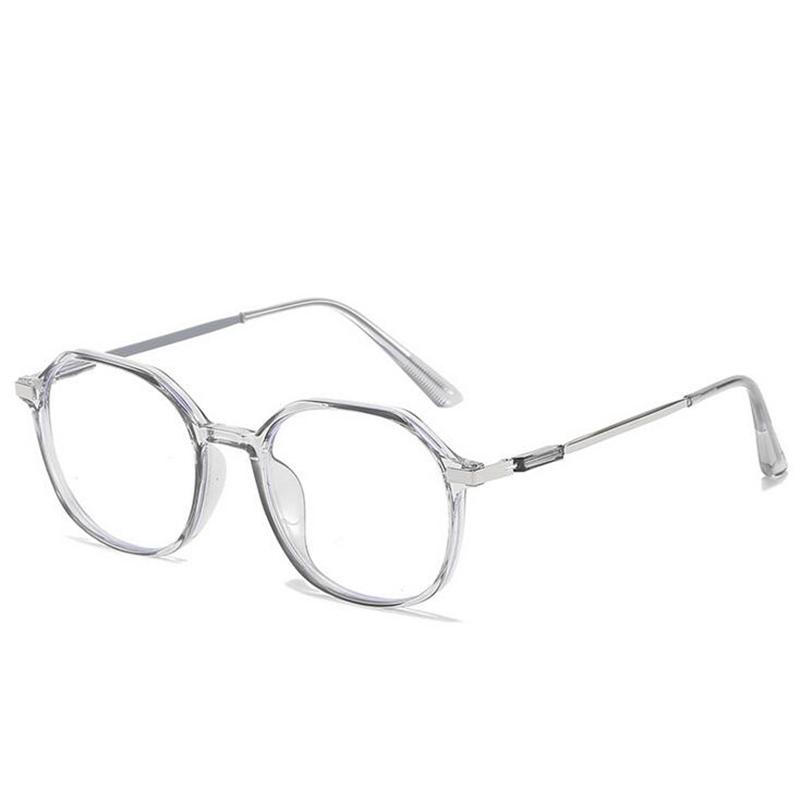 Transparent Pink Frame Polygon Anti Blue Light Myopia Glasses Finished Women Stundent Prescription Spectacles 0 -0.5 -1.0 To -6