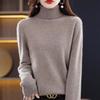 Turtleneck Cashmere Sweater for Women's Spring Autumn and Winter Casual Long-sleeved Pullover Solid-color Knitted Sweater and Slim Lapel Top