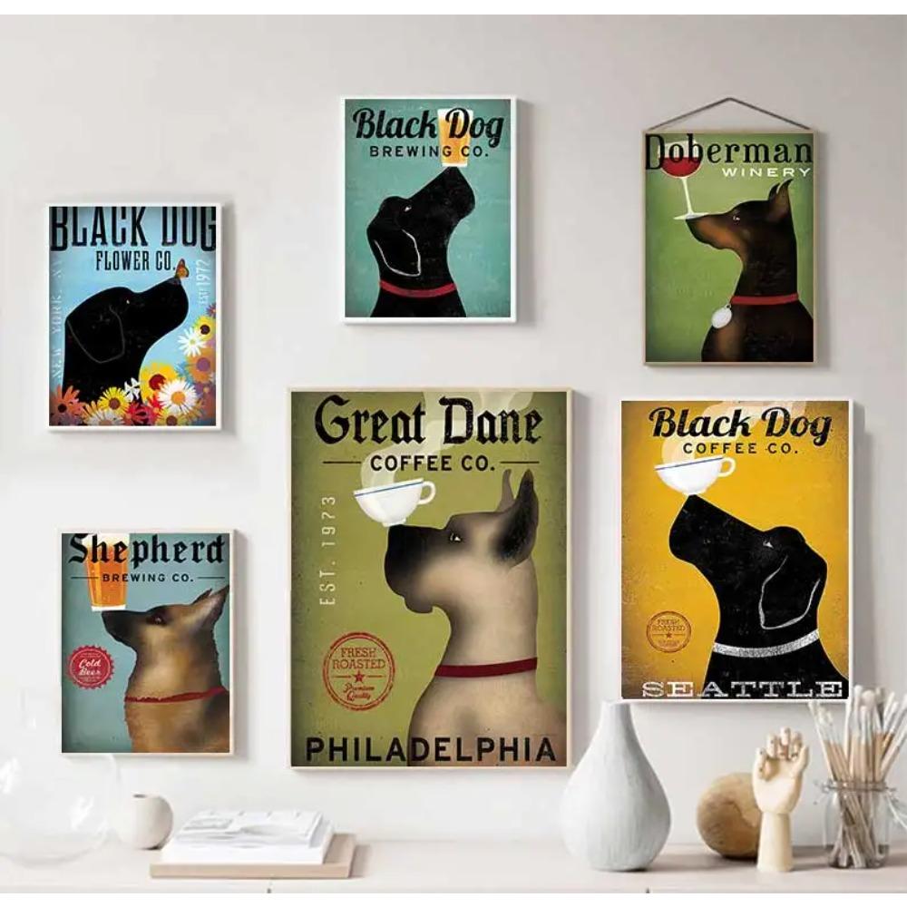 Cats and Dog Nordic Cute Simple Cartoon Canvas Poster Unframed Wall Art Painting Fashion Home Decoration living room accessories