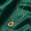Natural Stone Necklace Stainless Steel 18K Gold Plated Geometric Tiger Eye Lapis Lazuli Pendant Women Vintage Jewelry