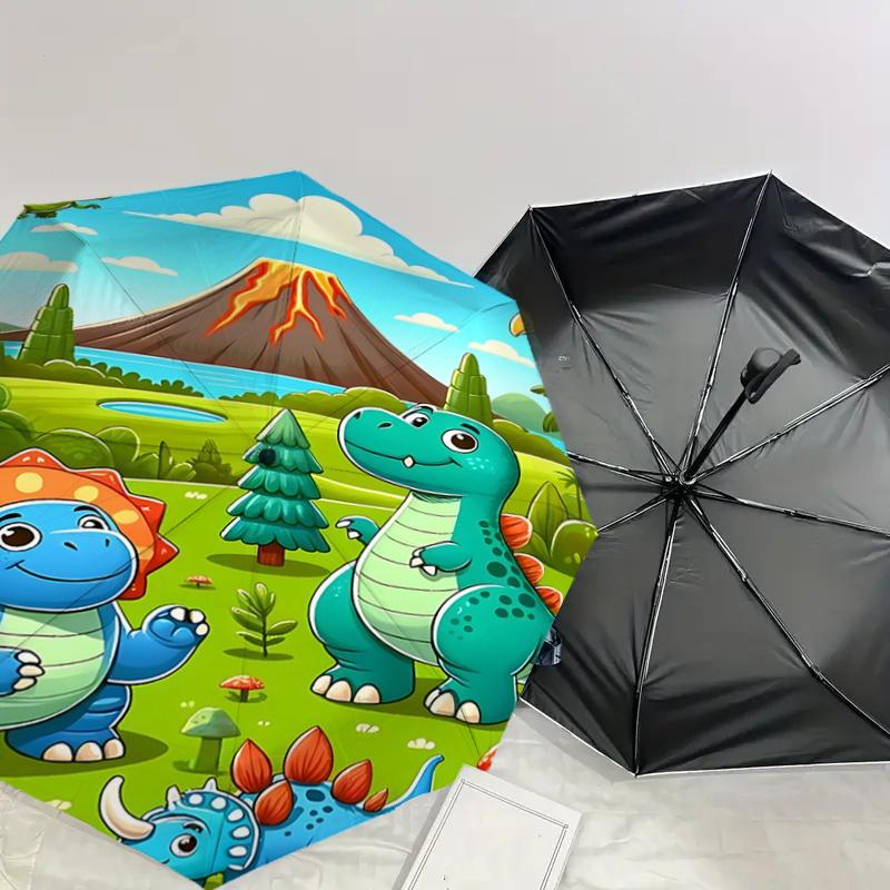 Dinosaur Adventure:Automatic Opening/Closing Umbrella with Foldable Design,Outdoor Rain Gear for Fans,Travelers&Daily Use Perfect Gif