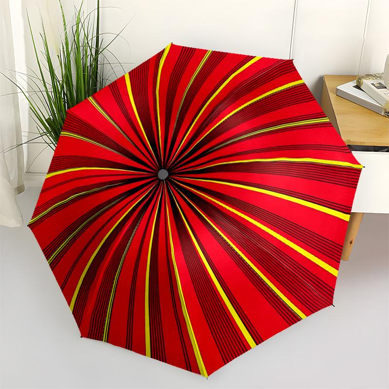 1pc Sunburst Pattern Automatic Open/close Umbrella, 8-Rib sturdy structure, Auto Folding/Opening, Portable Travel Umbrella for Women,052
