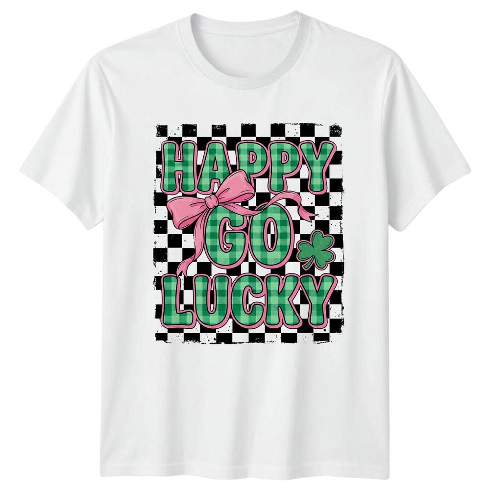 Happy Go Lucky Unisexs TShirt Irish Clover Shamrock St Patricks Day S