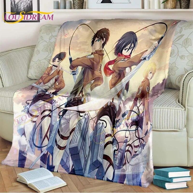 Classic Anime Blanket Attack On Titan Blanket Eren Jaeger Blanket for Bedroom Sofa Livingroom Cartoon Blanket Children's Blanket