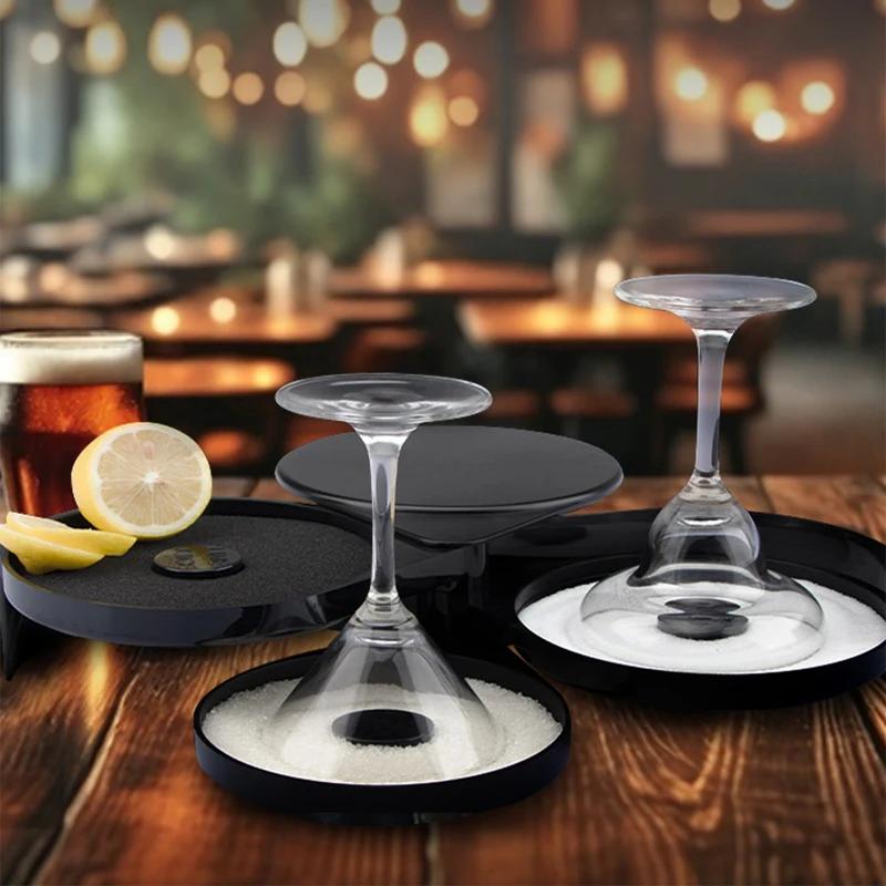 3-Tier Salt Rimmer Margarita and Cocktail Rimmer Set Foldable Portable Salt and Sugar Rimming Spice Container Bar Accessories