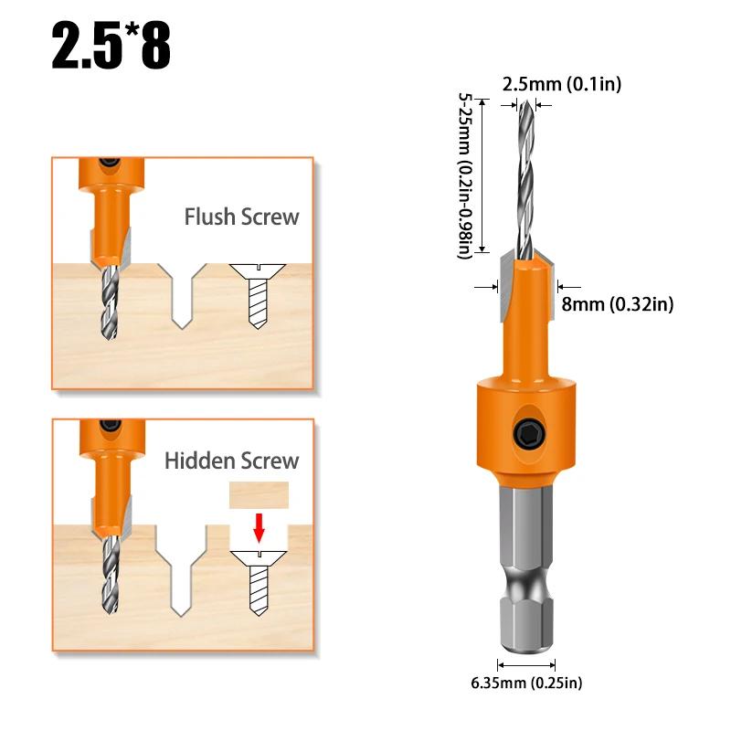 1-5PCS 8mm Shank HSS Woodworking Countersink Router Bit Screw Extractor Remon Demolition for Wood Milling Cutter