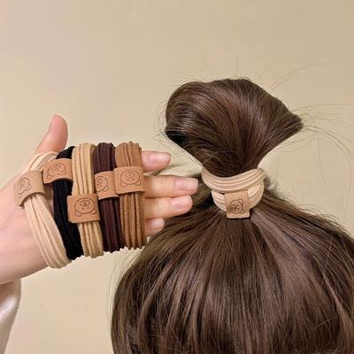 5PCS Korean Fashion Cute Bear Hair Rope High Elastic Durable Rubber Band Simple Hair Ring Hair Accessories
