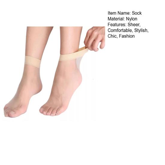10 Pairs Women's Ankle High Sheer Socks Soft Nylon Socks Summer Ultra Thin Silky Socks Cool See Through Nude Stockings