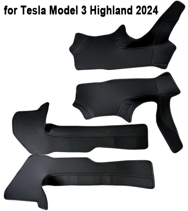 

Для Tesla New Model 3 Highland 2025 Накладка на порог передней и задней двери, Приветственный порог двери, Пороговая планка, Кожа Наппа, Автомобильные аксессуары чёрный