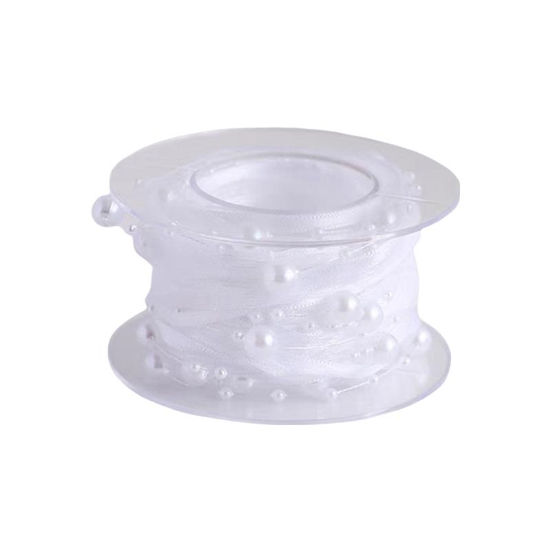 5 Yards/Rolle Künstliches Perlenband Garn Perlenkette Perlen Spitze Verzierungen für Hochzeitsfeier Blumendekoration DIY Zubehör