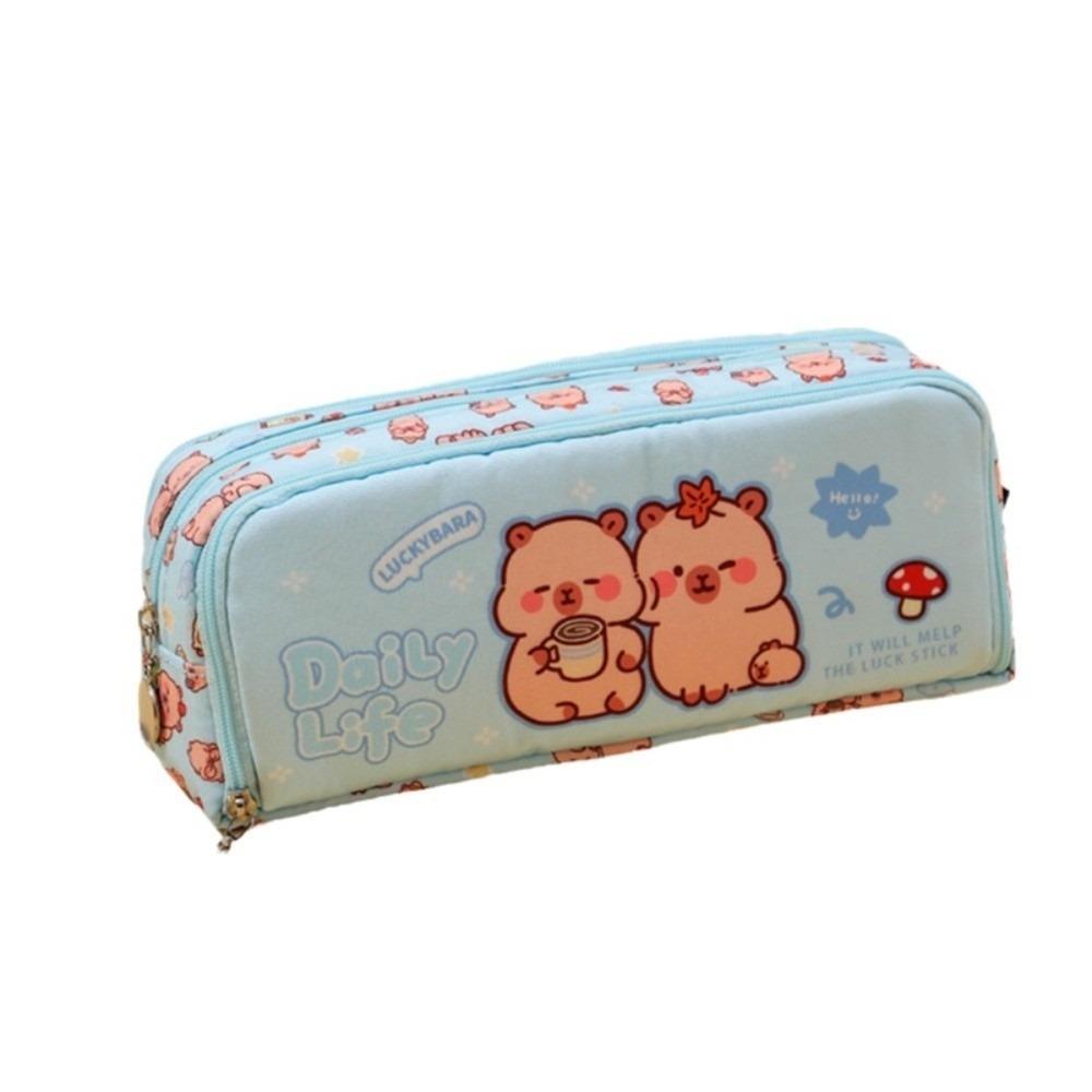 Multifunctional Pencil Case Double Opening Pen Box Cute Capybara Pen Case  School Supplies