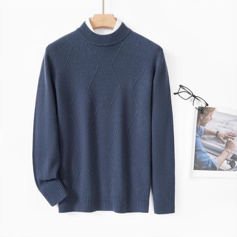 Men's 100% Wool Argyle Crew Neck Sweater