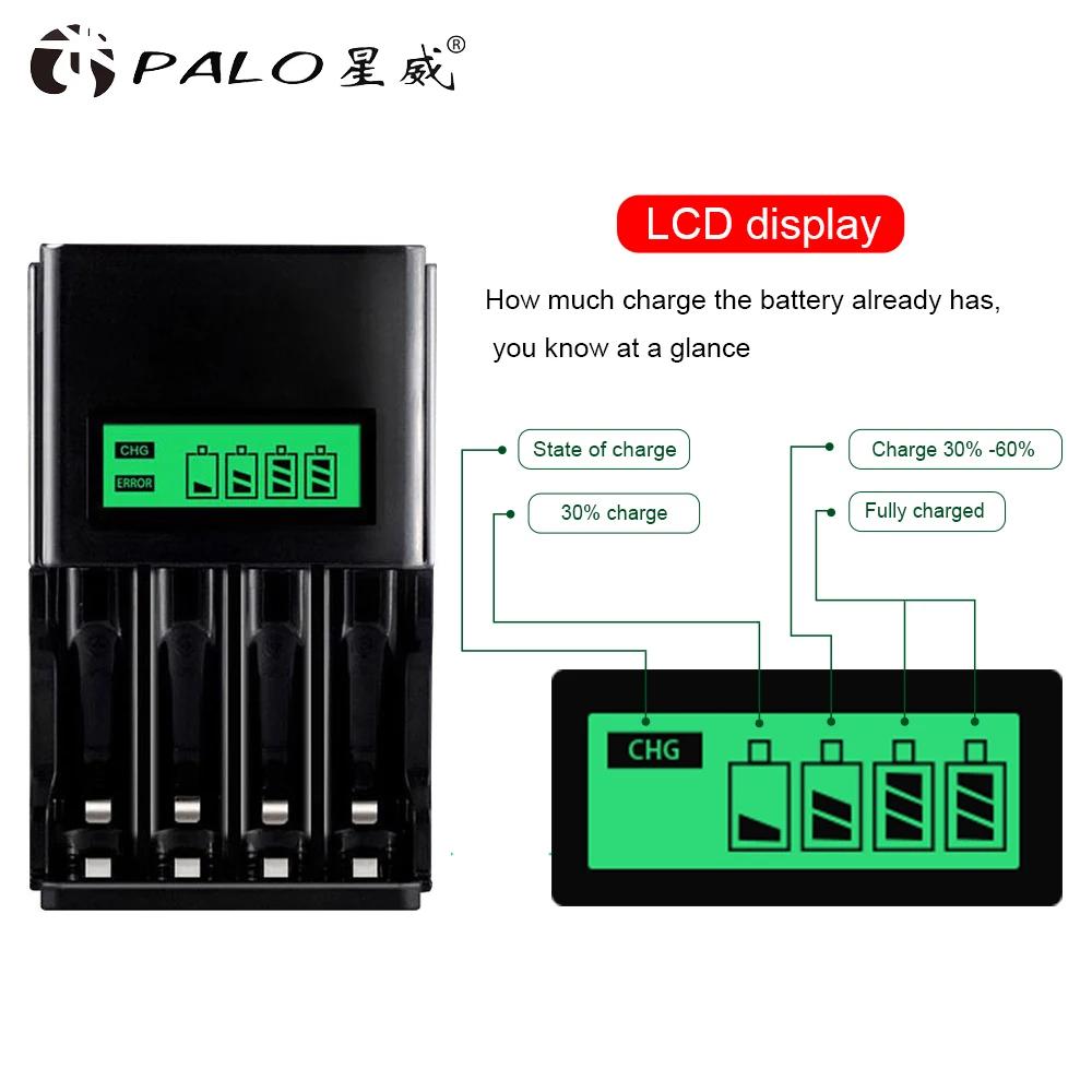 PALO 1.2V Nimh Rechargeable AAA Batteries AAA+AA Rechargeable Battery AA Batteria 3000mah+1.2V AA AAA Battery Smart Charger LCD