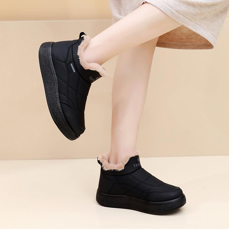 TUINANLE Chunky Platform Sneakers for Women Warm Fur Thick Sole Lace Up Casual Shoes