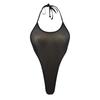 European & American High Waist Transparent Mesh Bodysuit Bikini Lingerie