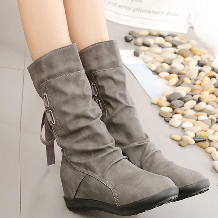 pu flat heel boots