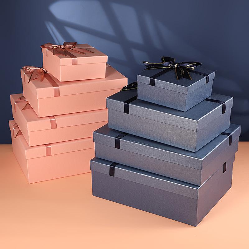 Luxury Blue & Pink Bow Paper Gift Box for Lipstick, Perfume, and Cosmetics - Perfect for Birthday or Party Favors